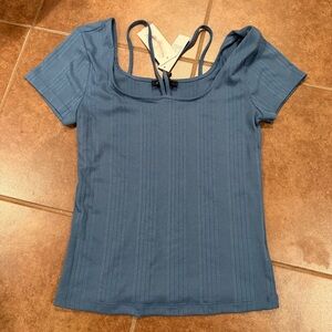 Jessica Simpson Blue Ribbed Top